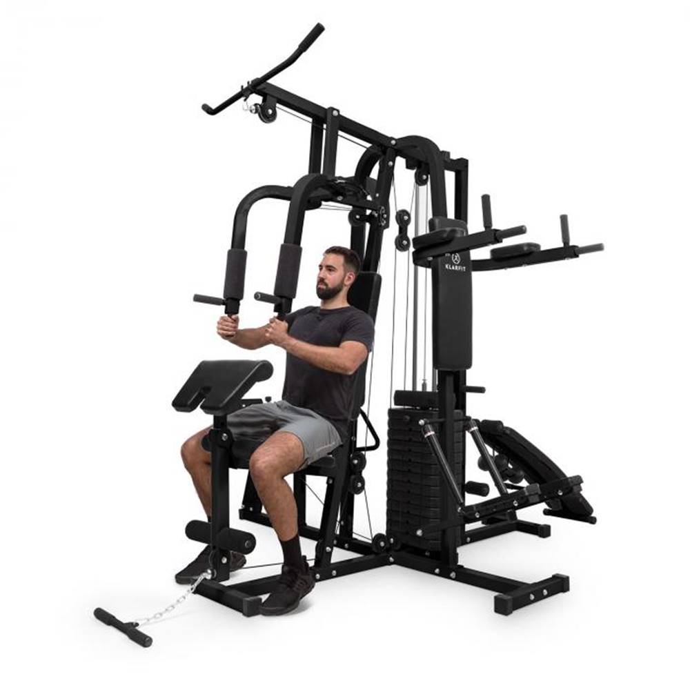 KLARFIT  Ultimate Gym 9000, fitness stanica, 7 stanovíšť, do 150 kg, QR oceľ, čierna, značky KLARFIT
