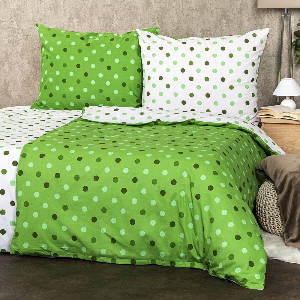 4Home  Bavlnené obliečky Bodky zelená, 220 x 200 cm, 2 ks 70 x 90 cm, značky 4Home