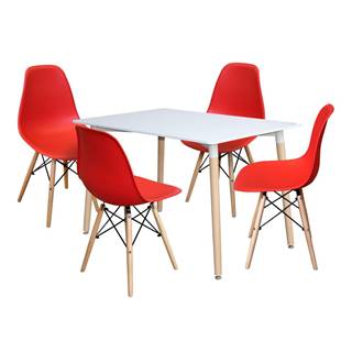 IDEA Nábytok Jedálenský stôl 120x80 UNO biely + 4 stoličky UNO červené, značky IDEA Nábytok