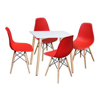 IDEA Nábytok Jedálenský stôl 80x80 UNO biely + 4 stoličky UNO červené, značky IDEA Nábytok