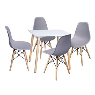 IDEA Nábytok Jedálenský stôl 80x80 UNO biely + 4 stoličky UNO sivé, značky IDEA Nábytok