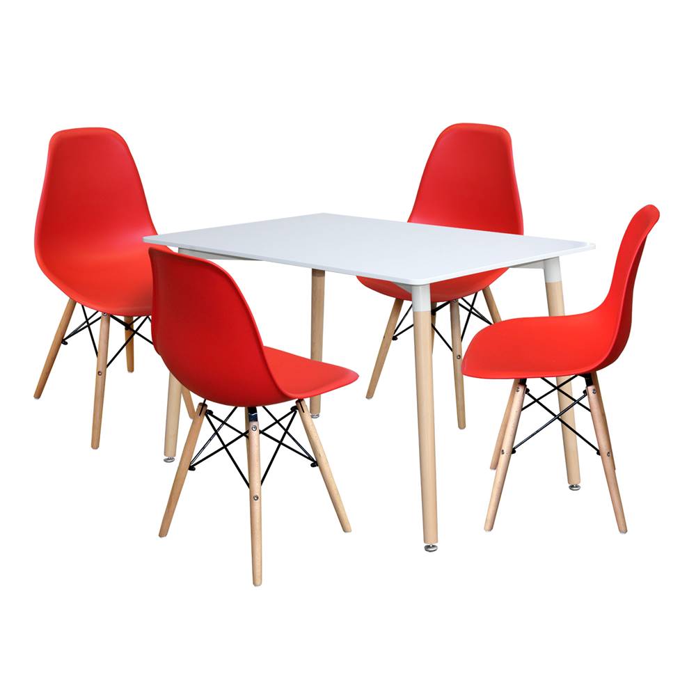 IDEA Nábytok Jedálenský stôl 120x80 UNO biely + 4 stoličky UNO červené, značky IDEA Nábytok