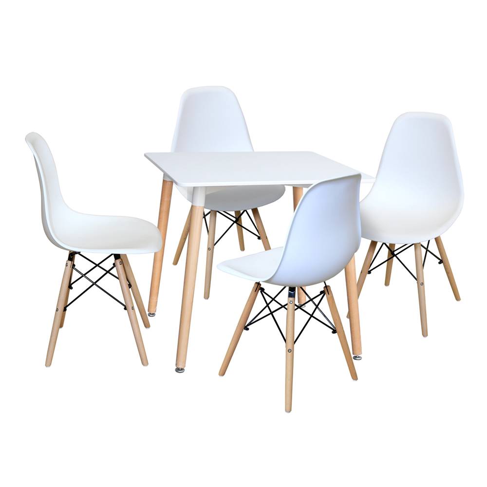 IDEA Nábytok Jedálenský stôl 80x80 UNO biely + 4 stoličky UNO biele, značky IDEA Nábytok