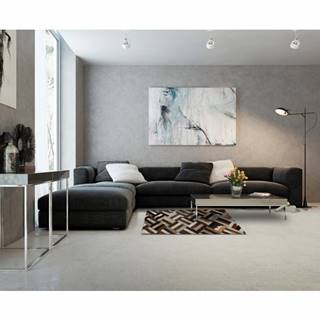 Tempo Kondela Luxusný kožený koberec patchwork KOŽA typ 2 70x140 | hnedá/čierna/béžová