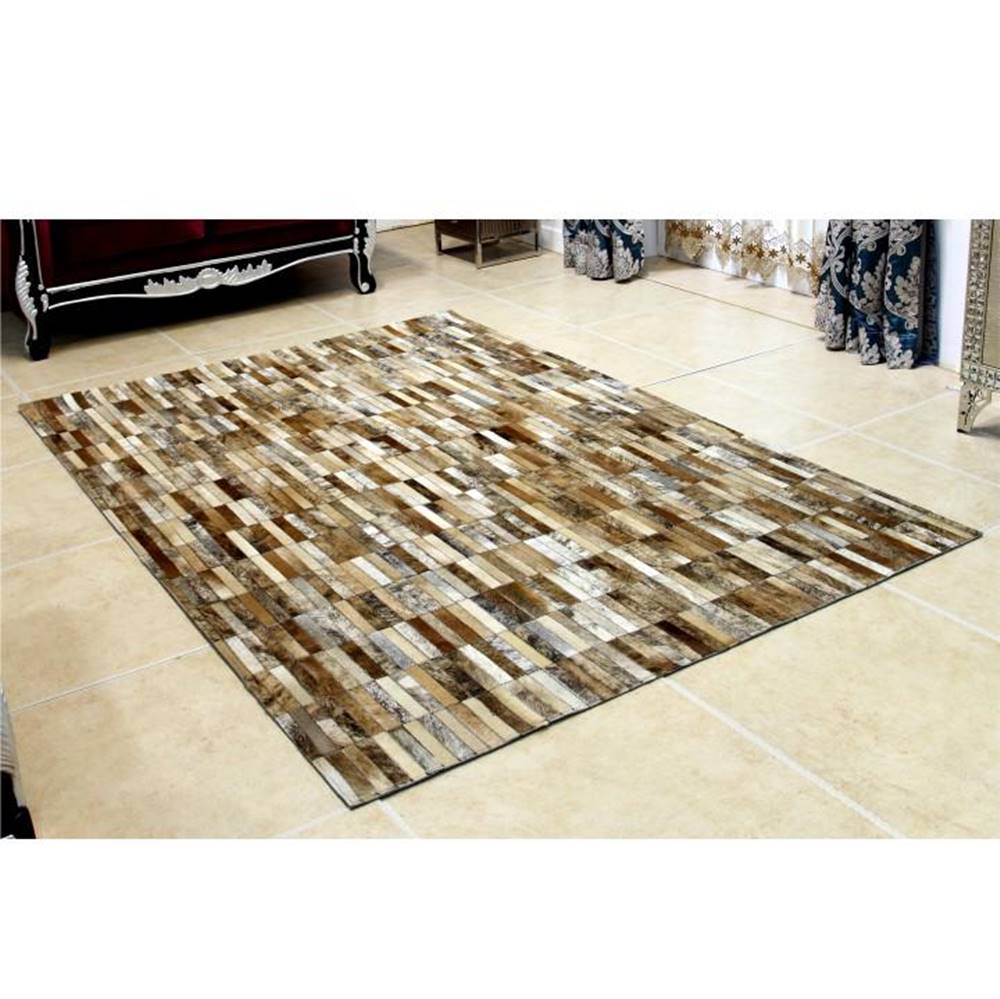 Kondela Tempo  Luxusný kožený koberec patchwork 171x240 KOŽA TYP 5| hnedá/biela, značky Kondela