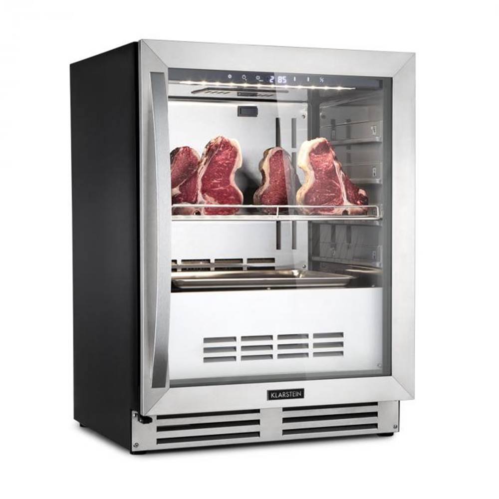 Klarstein  SteakhoPro, chladnička na zrenie mäsa, 1 zóna, 98 l, 1 – 25 °C, dotyková, ušľachtilá oceľ, značky Klarstein