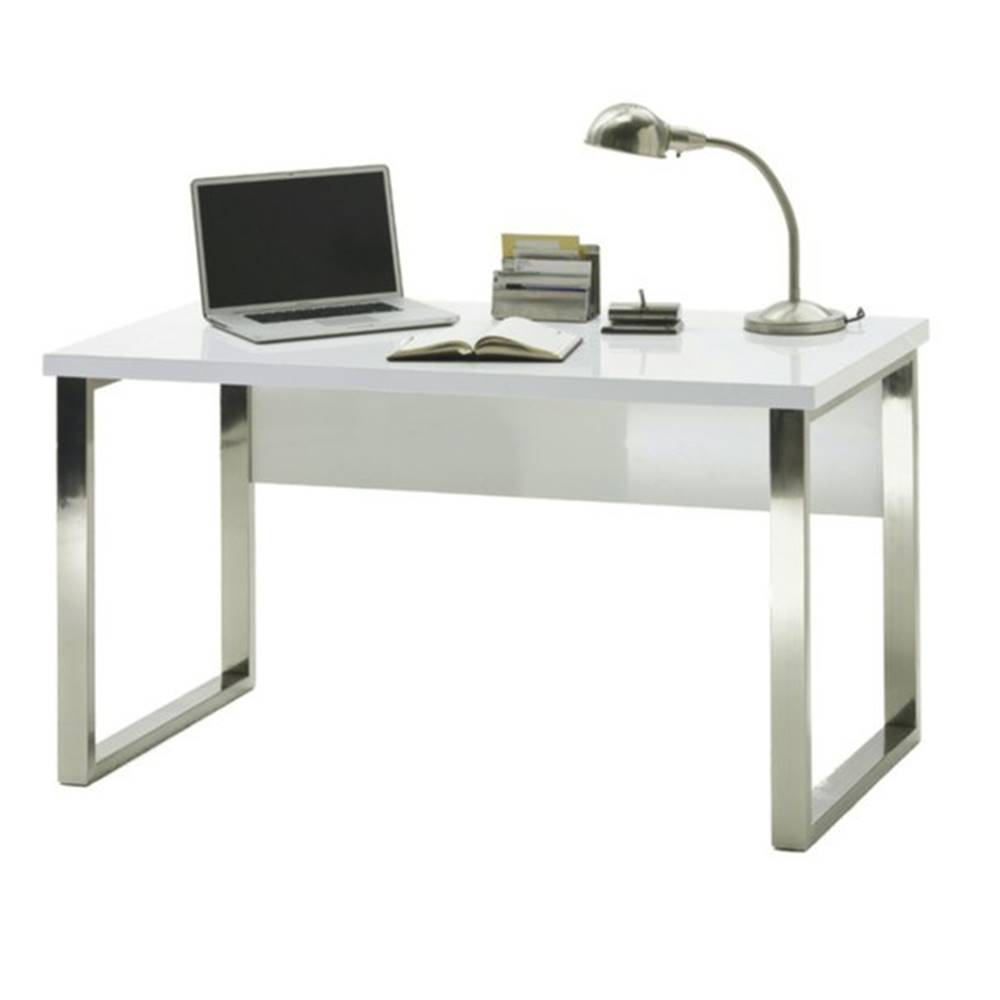 Sconto Písací stôl ABADON biela vysoký lesk, značky Sconto