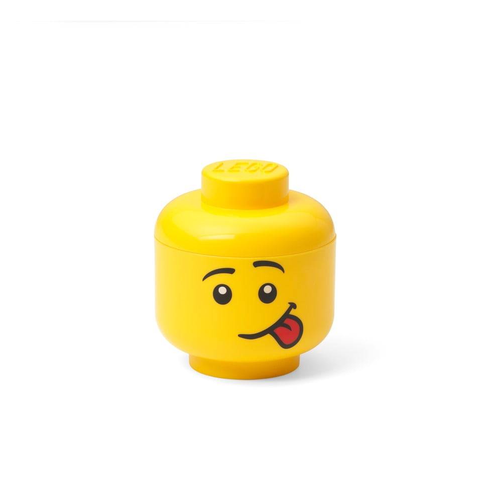 LEGO® Žltá úložná škatuľa v tvare hlavy  silly, 10,5 x 10,6 x 12 cm, značky LEGO®