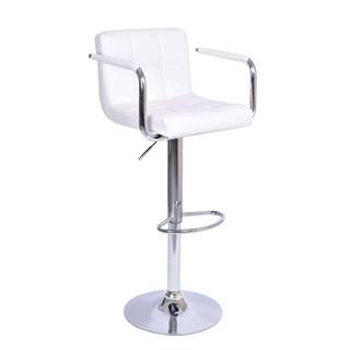 Barová stolička biela ekokoža/chróm LEORA 2 NEW