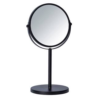 Čierne kozmetické zrkadlo Wenko Assisi, ⌀ 17 cm