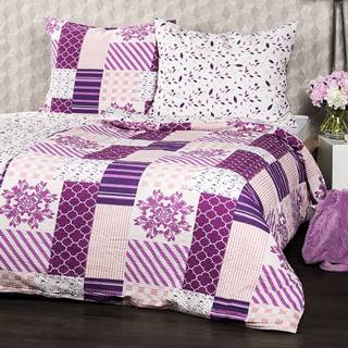 4Home  Krepové obliečky Patchwork violet, 140 x 200 cm, 70 x 90 cm, značky 4Home
