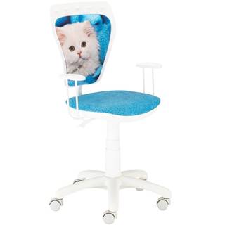 Kancelárska stolička Ministyle White Biela mačka tyrkysový prehoz
