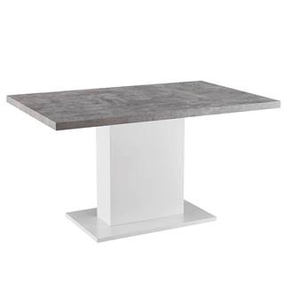 Kondela Jedálenský stôl betón/biela extra vysoký lesk 138x90 cm KAZMA, značky Kondela
