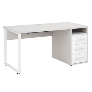 Sconto Písací stôl MUDDY sivá/biele sklo, so zásuvkam, značky Sconto