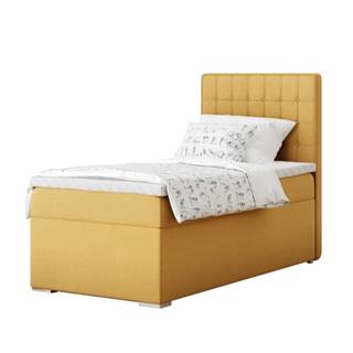 Kondela Boxspringová posteľ jednolôžko horčicová 80x200 pravá TERY, značky Kondela