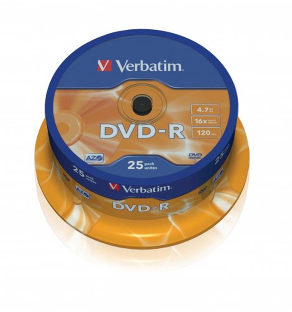 Verbatim  DVD-R 4,7GB 16x, 25ks, značky Verbatim
