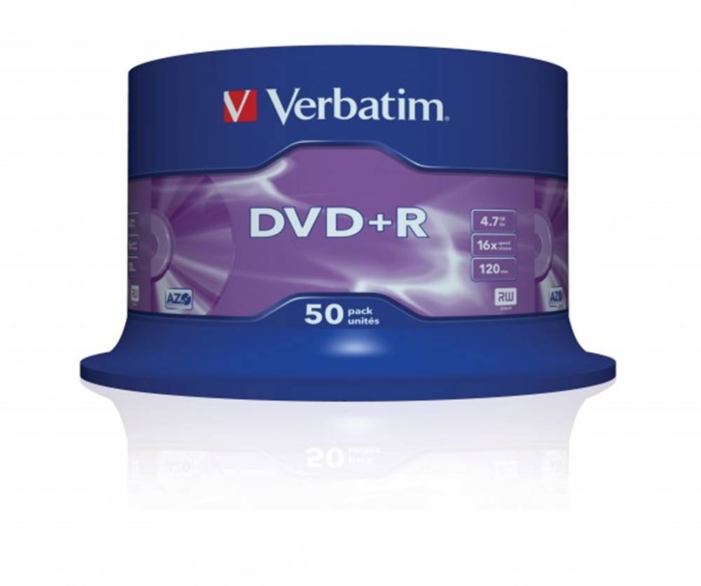 Verbatim  DVD+R 4,7GB 16x, 50 ks, značky Verbatim