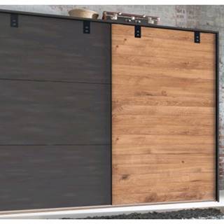 ASKO - NÁBYTOK Šatník s posuvnými dverami Detroit, 250 cm, doskový dub / antracitová oceľ, značky ASKO - NÁBYTOK