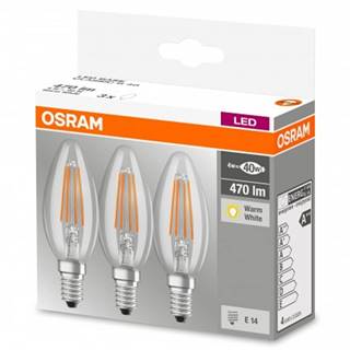 LED žiarovka Osram BASE, E14, 4W, sviečka, teplá biela, 3ks