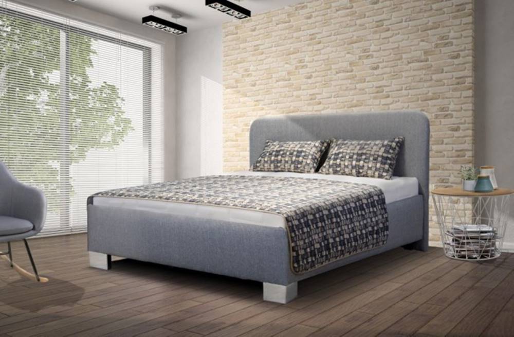 OKAY nábytok Čalúnená posteľ Arlo 140x200, sivá, vrátane matraca a ÚP, značky OKAY nábytok