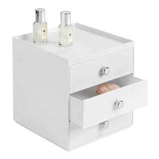 Biely úložný box s 3 zásuvkami InterDesign, výška 18 cm