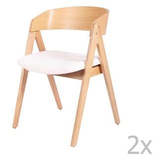 Súprava 2 jedálenských stoličiek z kaučukovníkového dreva s bielym sedákom sømcasa Rina