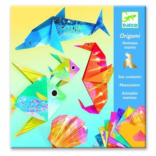 Djeco Súprava 24 origami papierov s návodom  Neon Glam Sea, značky Djeco