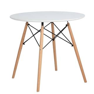 Jedálenský stôl biela matná/buk priemer 120 cm DEMIN