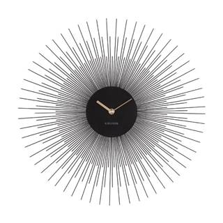 Karlsson Čierne nástenné hodiny  Peony, ø 45 cm, značky Karlsson