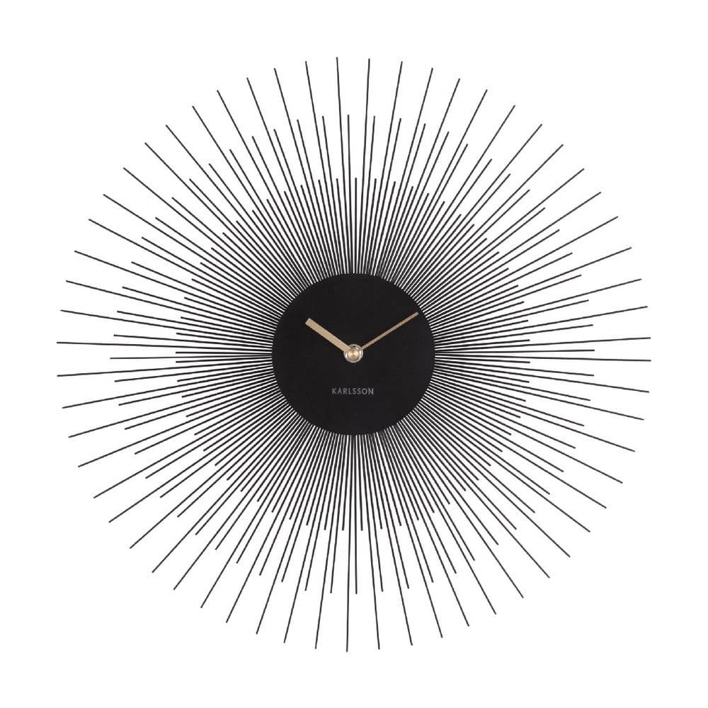 Karlsson Čierne nástenné hodiny  Peony, ø 45 cm, značky Karlsson