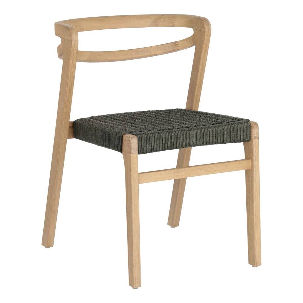 La Forma Záhradná stolička z eukalyptového dreva s tmavozeleným výpletom Kave Home Ezilda, značky La Forma