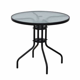 Kondela Jedálenský stôl čierna oceľ/tvrdené sklo BORGEN TYP 2, značky Kondela