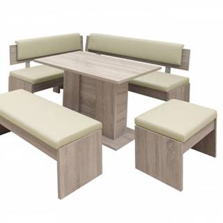 OKAY nábytok Jedálenský set Elinor - rohová lavica, stôl,2x taburetka, značky OKAY nábytok