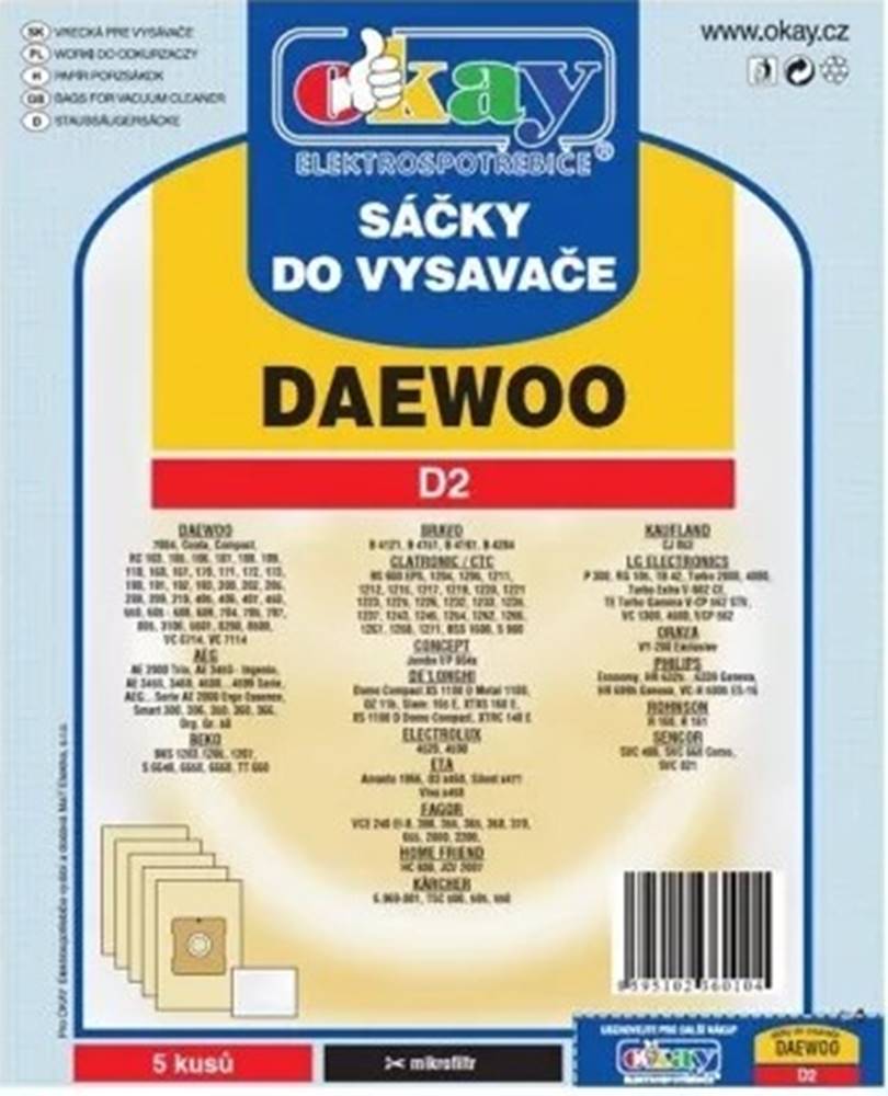 Jolly Vrecká do vysávača Daewoo D2, 5ks, značky Jolly