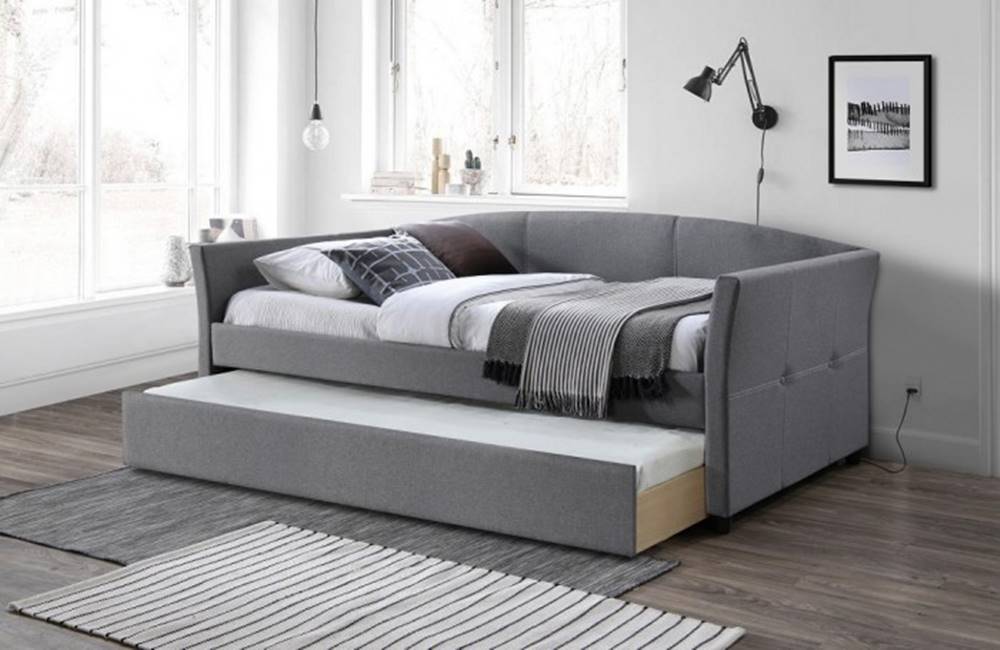 OKAY nábytok Čalúnená posteľ Sebastian 90x200, sivá, vr. roštu s prístelkou, značky OKAY nábytok