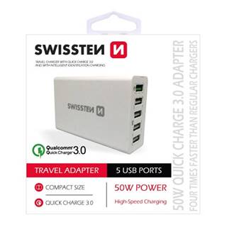 Swissten Nabíjačka  5xUSB 50 W, rýchlonabíjanie a smart nabíjanie, značky Swissten