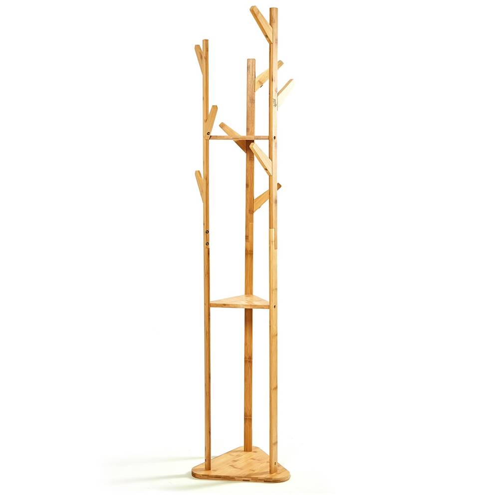 Blumfeldt  Vešiak s rozvetvením, trojuholníkový, 3 police, 32,5 × 166 cm (Ø × H), 100 % bambus, značky Blumfeldt