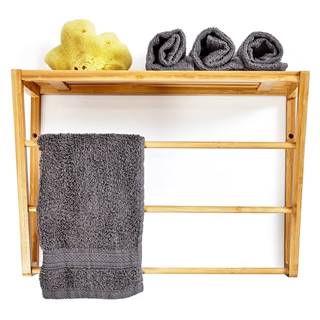 Blumfeldt  Nástenný regál do kúpeľne, 3 tyče uteráky, odkladacia plocha hore, 42x30x20cm, bambus, značky Blumfeldt