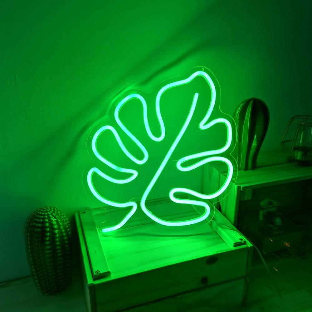Candy Shock Zelená nástenná svietiaca dekorácia  Leaf, 30 x 40 cm, značky Candy Shock