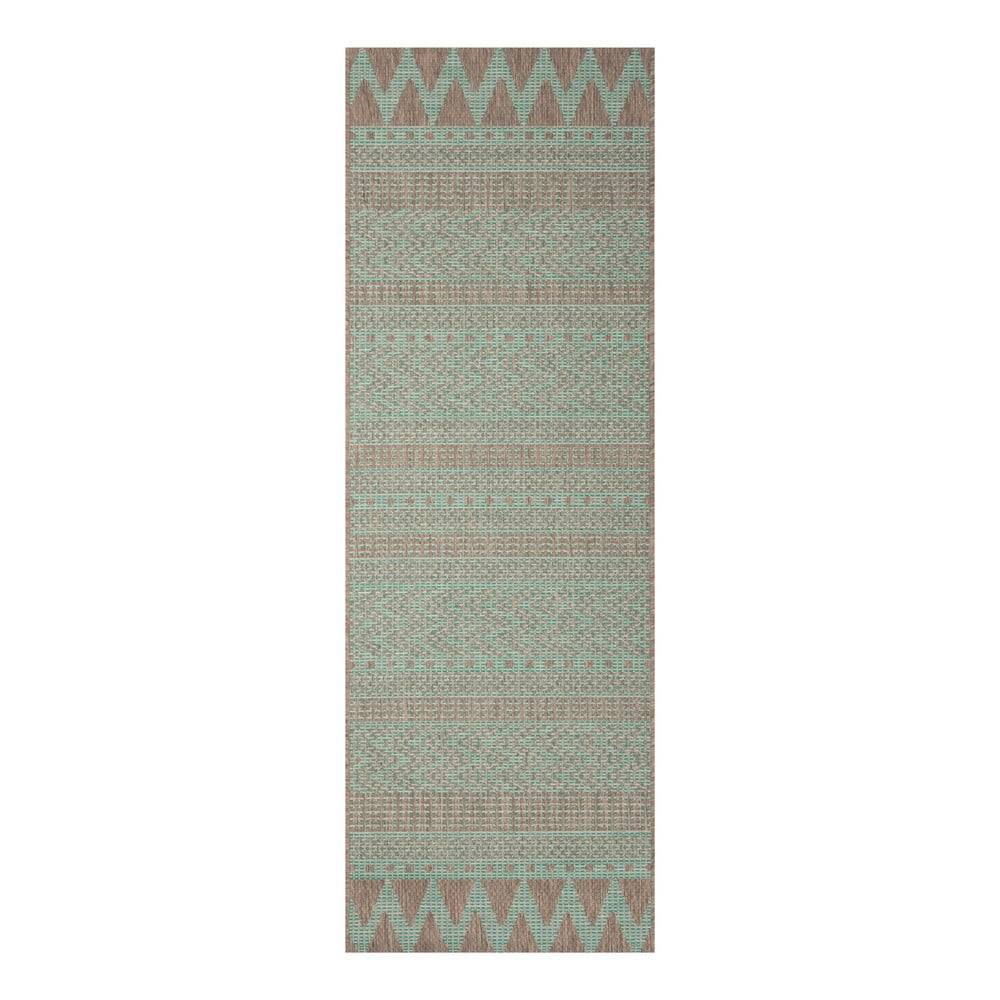 Bougari Zeleno-béžový vonkajší koberec NORTHRUGS Sidon, 70 x 200 cm, značky Bougari