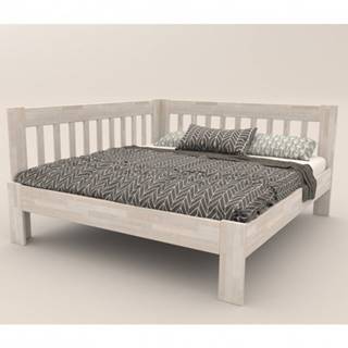 Sconto Rohová posteľ APOLONIE ľavá, buk/biela, 160x200 cm, značky Sconto