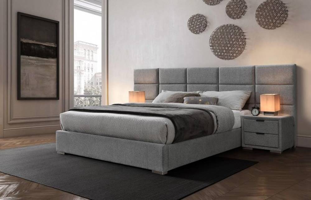 OKAY nábytok Čalúnená posteľ Ludvig 160x200, sivá, bez matracov a ÚP, značky OKAY nábytok