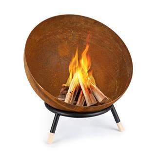 Blumfeldt  Fireball Rust, ohnisko, 60 cm Ø, výklopný rošt, hrdzavý vzhľad/drevo, značky Blumfeldt
