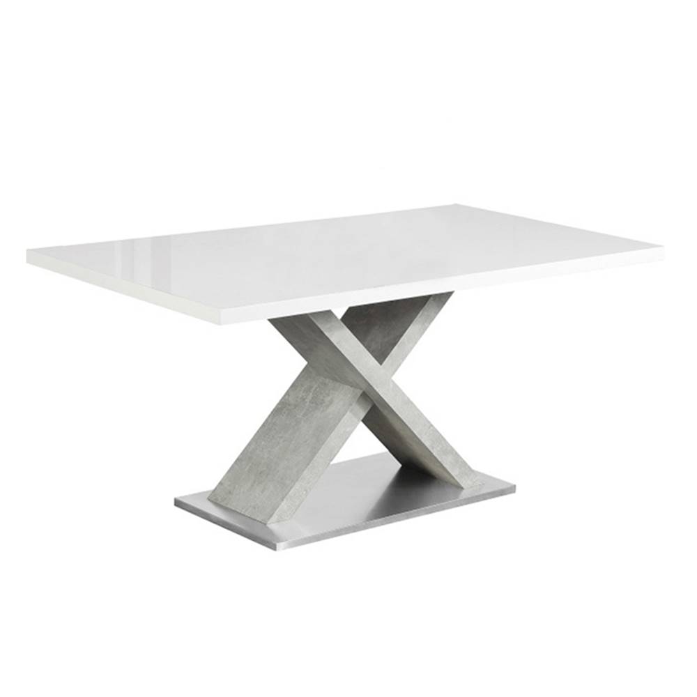 Kondela Jedálenský stôl biela s vysokým leskom HG/betón 160x90 cm FARNEL, značky Kondela
