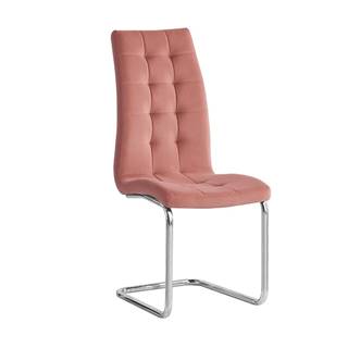 Jedálenská stolička ružová Velvet látka/chróm SALOMA NEW