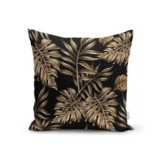 Minimalist Cushion Covers Obliečka na vankúš  Golden Leafes With Black BG, 45 x 45 cm, značky Minimalist Cushion Covers