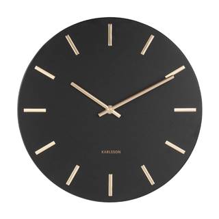 Karlsson Čierne nástenné hodiny s ručičkami v zlatej farbe  Charm, ø 30 cm, značky Karlsson