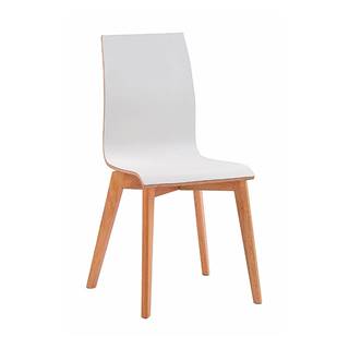 Biela jedálenská stolička s hnedými nohami Rowico Grace