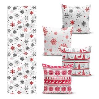 Minimalist Cushion Covers Súprava 4 vianočných obliečok na vankúš a behúň na stôl  Red Christmas, značky Minimalist Cushion Covers