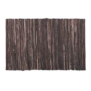 Tmavohnedý kožený koberec Tiseco Home Studio Nayya, 60 x 90 cm